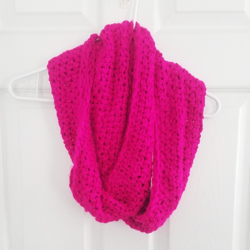 Magenta Hot Pink Soft Open Knit Infinity Scarf